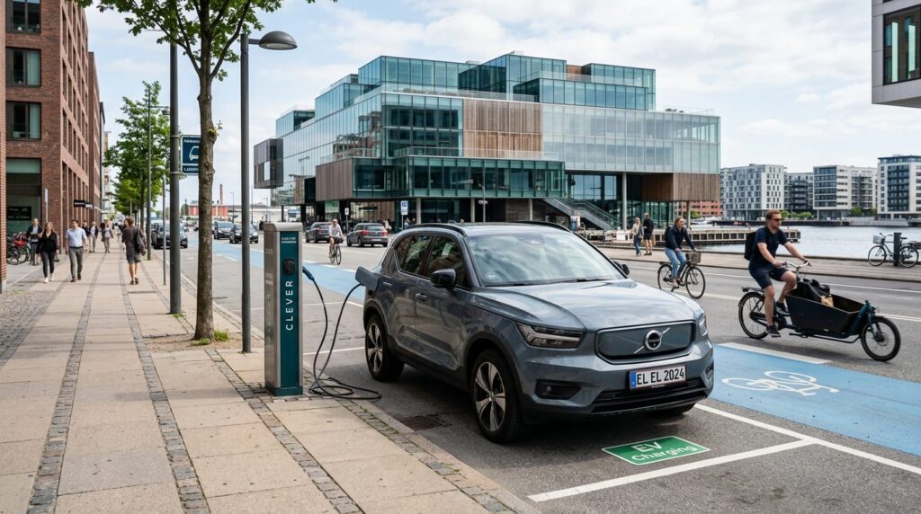 Professional photorealistic image of an electric car chargin