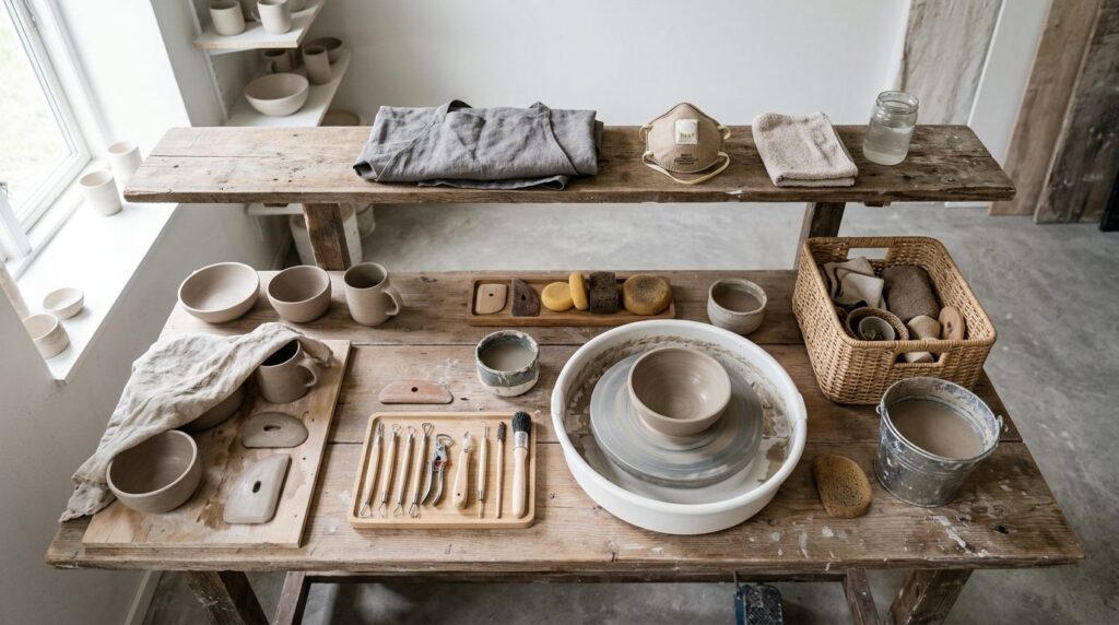 Overhead professional photograph of a Danish-style ceramic w